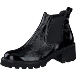 Paul Green Knautschlack Schwarz Chelsea Boots