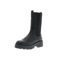 Damen Chelsea Boots Stiefel Echtleder Schwarz - Schwarz