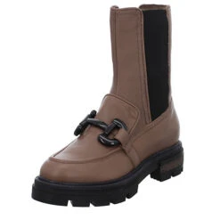 MJUS Damen Stiefeletten Schuhe Chelsea Boots Elegant Freizeit Schmuckelemente Glattleder Uni Plateau-Stiefeletten - Braun