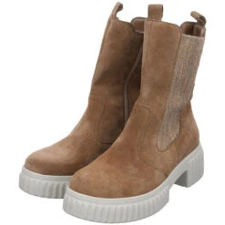 Damen Stiefeletten Schuhe Nala Chelsea Boots Elegant Freizeit Veloursleder Uni Klassische Stiefeletten - Taupe -OTTO Verkäufe 28524556 10